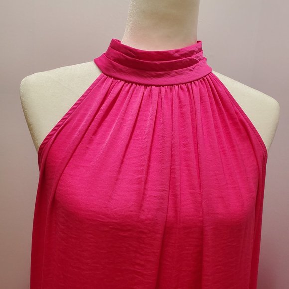 Vince Camuto Tiered Rumple Satin Maxi Dress Plus Size(1X) Halter Neck Sleeveless - Picture 7 of 11